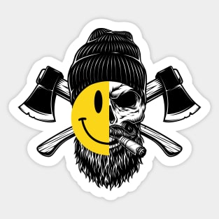 Bearded Lumberjack Skull Acid Sticker